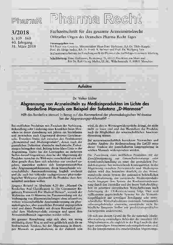 Vorschauseite 1: Abgrenzung von Arzneimitteln zu Medizinprodukten im Lichte des Borderline Manuals am Beispiel der Substanz „D-Mannose