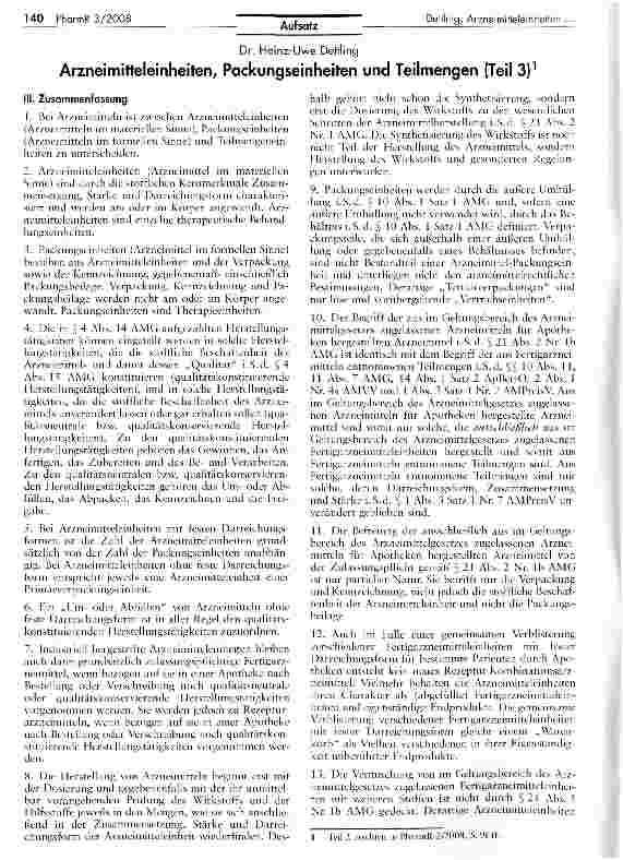 Vorschauseite 1: Arzneimitteleinheiten, Packungseinheiten und Teilmengen (Teil 3)