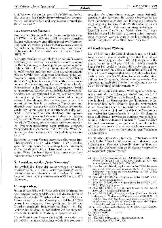 Vorschauseite 4: Die Werbung mit der sozialen Verantwortung — „Social Sponsoring im Bereich der Arzneimittelwerbung