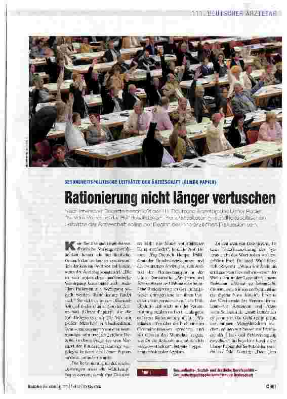 Vorschauseite 1: Rationierung nicht länger vertuschen