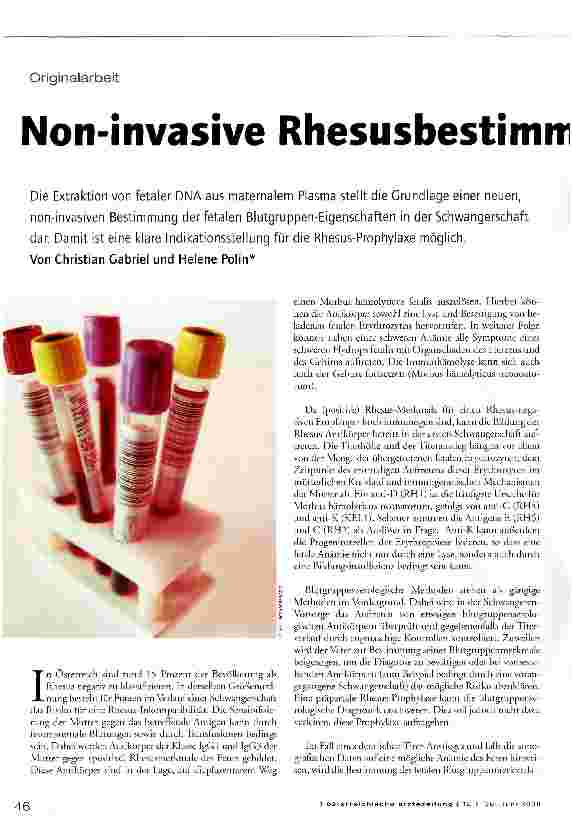 Vorschauseite 1: Non-invasive Rhesusbestimmung in der Schwangerschaft