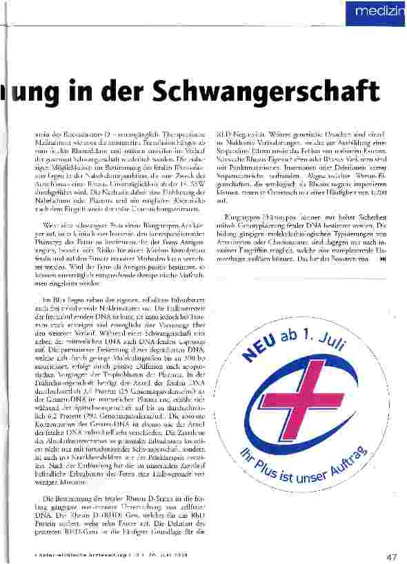 Vorschauseite 2: Non-invasive Rhesusbestimmung in der Schwangerschaft