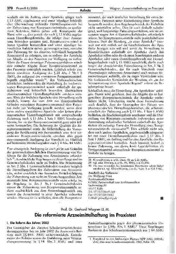 Vorschauseite 1: Die reformierte Arzneimittelhaftung im Praxisfest