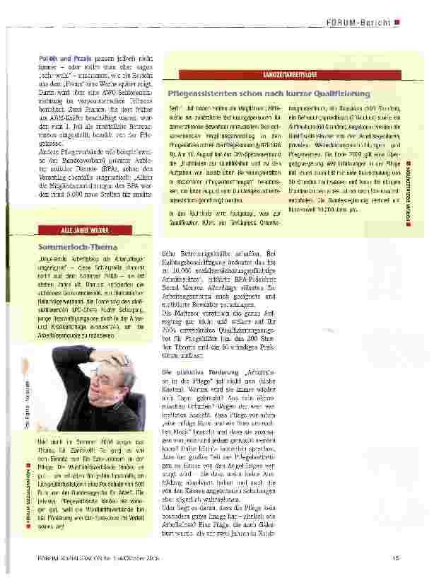 Vorschauseite 2: Empörung und ZustimmungArbeitslos?-Ab in die Pflege.