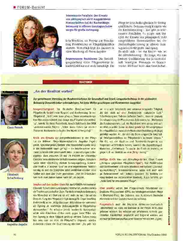 Vorschauseite 3: Empörung und ZustimmungArbeitslos?-Ab in die Pflege.