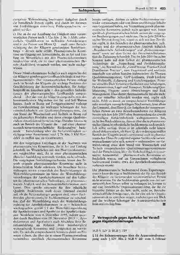Vorschauseite 1: Vertragsstrafe gegen Apotheker bei Verstoß gegen Abgabebestimmungen SGB V 129 II; BGB § 319