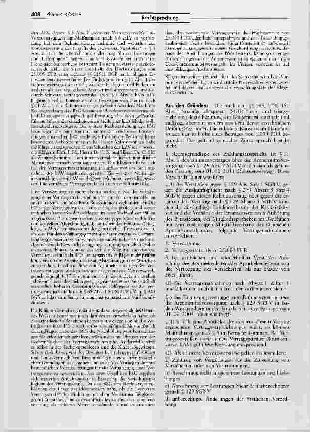 Vorschauseite 4: Vertragsstrafe gegen Apotheker bei Verstoß gegen Abgabebestimmungen SGB V 129 II; BGB § 319