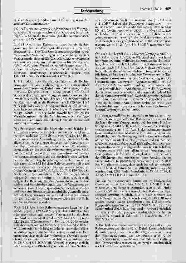 Vorschauseite 5: Vertragsstrafe gegen Apotheker bei Verstoß gegen Abgabebestimmungen SGB V 129 II; BGB § 319