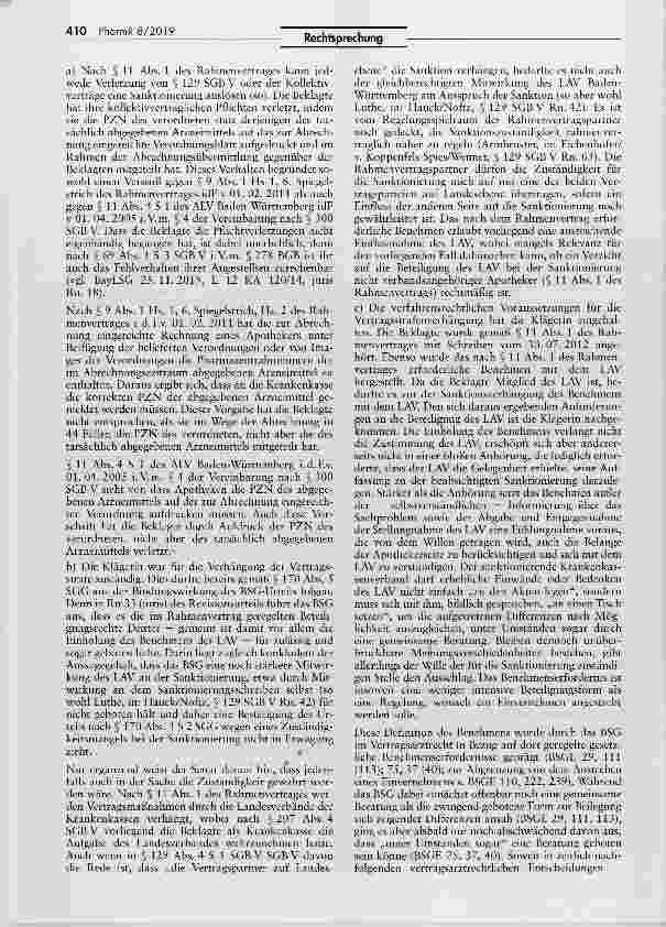 Vorschauseite 6: Vertragsstrafe gegen Apotheker bei Verstoß gegen Abgabebestimmungen SGB V 129 II; BGB § 319
