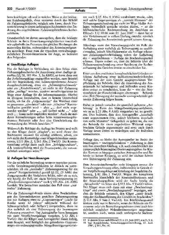 Vorschauseite 6: Grenzen der Auflagenbefugnis im arzneimittelrechtlichen Zulassungsverfahren