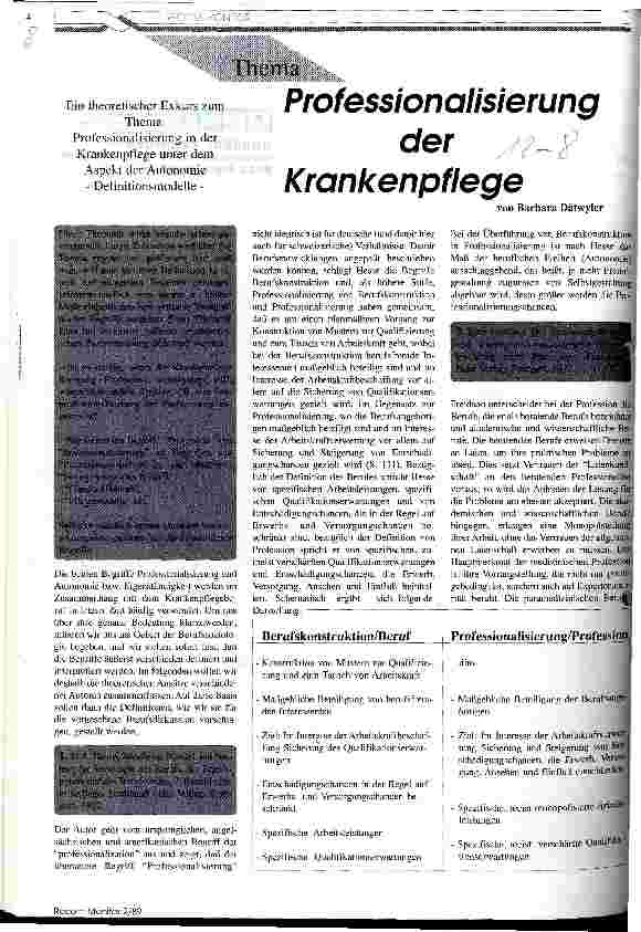 Vorschauseite 1: Professionalisierung der Krankenpflege