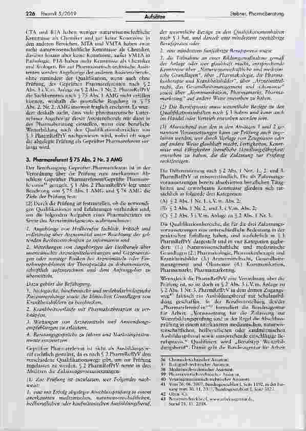 Vorschauseite 6: Pharmaberatung nach § 75 Abs. 1 AMG und die Anforderungen an die Sachkenntnis nach § 75 Abs. 2 und 3 AMG