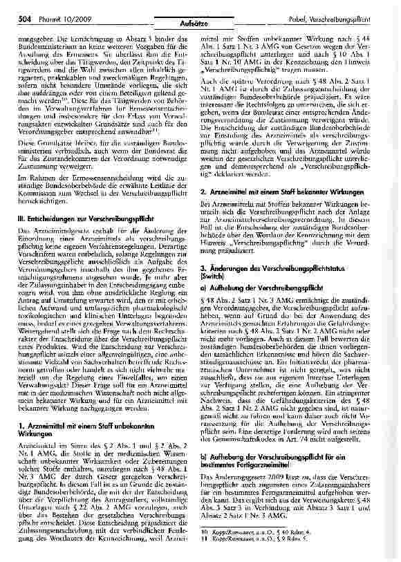 Vorschauseite 6: Die Verschreibungspflicht von Arzneimitteln nach dem Anderungsgesetz 2009