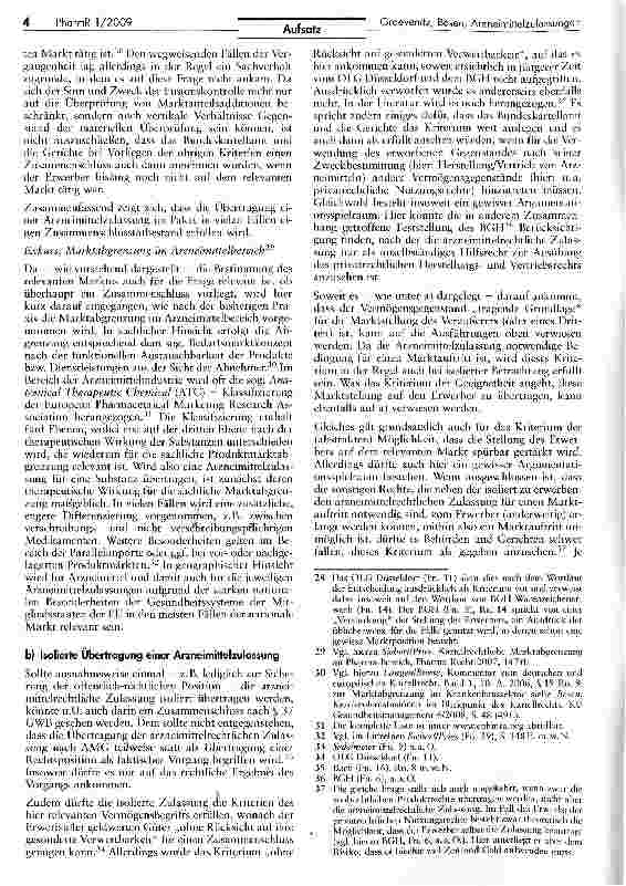 Vorschauseite 4: Übertragung von Arzneimittelzulassungen im Lichte der Fusionskontrolle