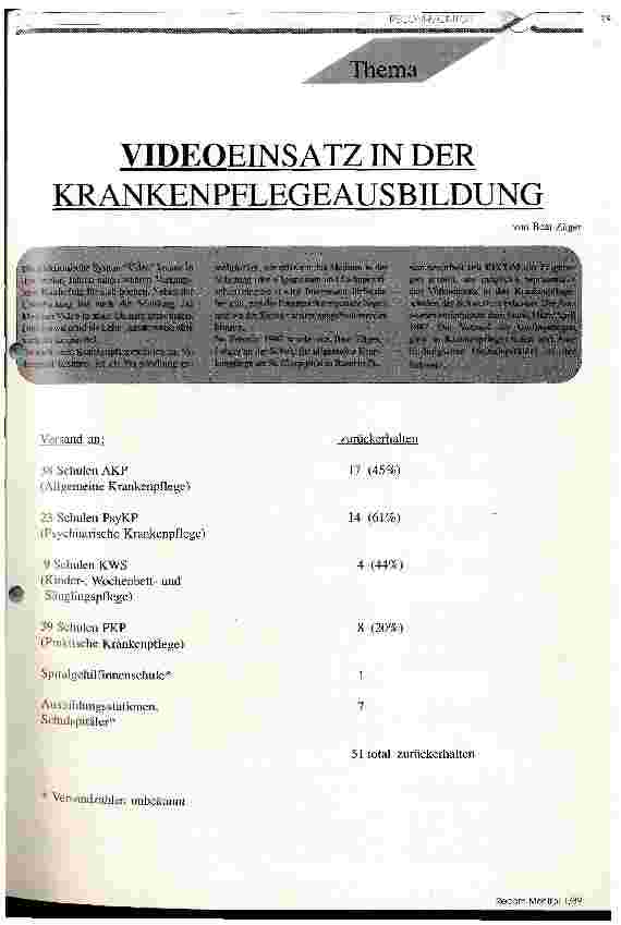 Vorschauseite 1: Videoeinsatz in der Krankenpflegeausbildung