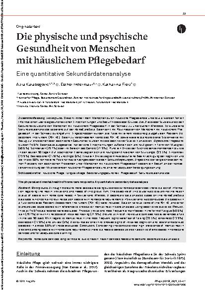 Vorschauseite 1: Die physische und psychische Gesundheit von Menschen mit häuslichem Pflegebedarf