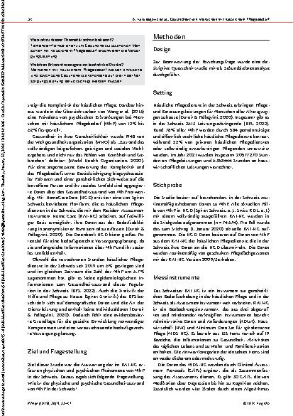 Vorschauseite 2: Die physische und psychische Gesundheit von Menschen mit häuslichem Pflegebedarf