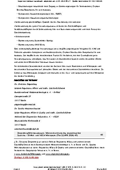 Vorschauseite 4: Weiterentwicklung des regulatorischen Systems – BVMedund VDGH-Whitepaper (Teil 2)