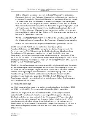 Vorschauseite 3: Urlaubsabgeltung nach Langzeiterkrankung – Auslegung von AGB