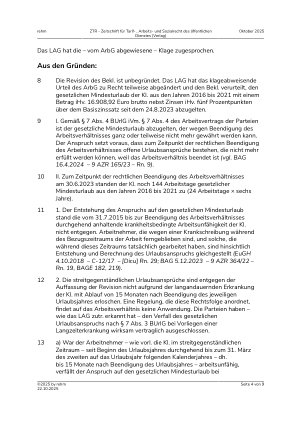 Vorschauseite 4: Urlaubsabgeltung nach Langzeiterkrankung – Auslegung von AGB