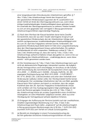 Vorschauseite 6: Urlaubsabgeltung nach Langzeiterkrankung – Auslegung von AGB