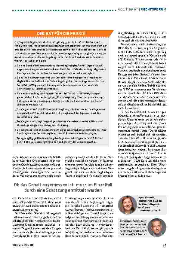 Vorschauseite 2: Geschäftsführer-Gehalt zu hoch: Gemeinnützigkeit aberkannt