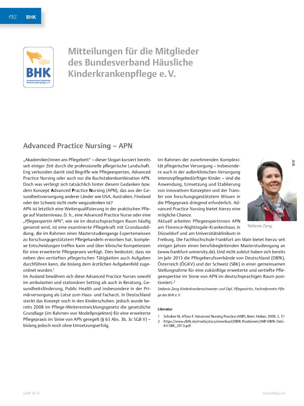 Vorschauseite 1: Mitteilungen für die Mitglieder des Bundesverband Häusliche Kinderkrankenpflege e. V.
