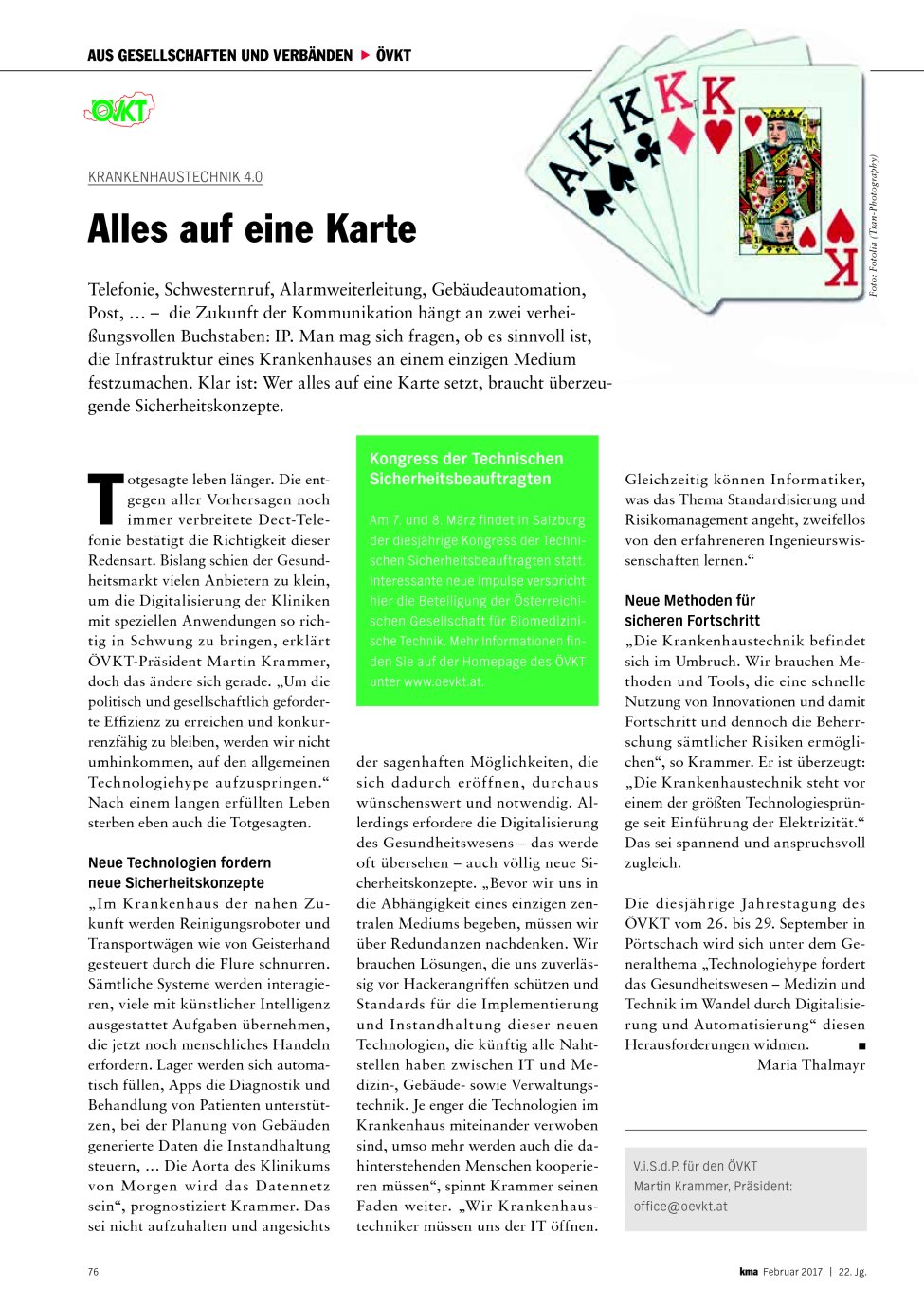 Vorschauseite 1: Krankenhaustechnik 4.0: Alles auf eine Karte
