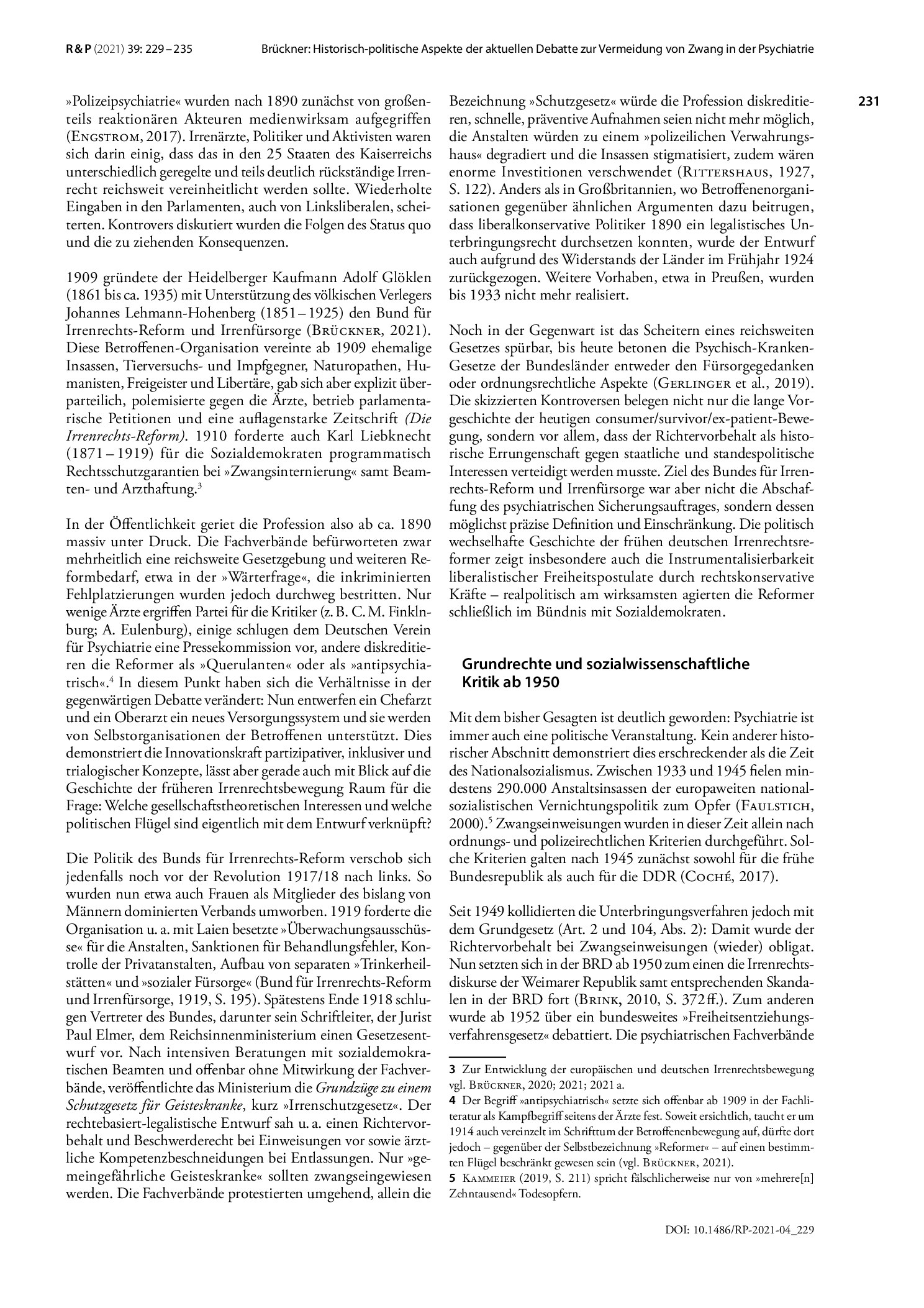 Vorschauseite 3: Historisch-politische Aspekte der aktuellen Debatte zur Vermeidung von Zwang in der Psychiatrie