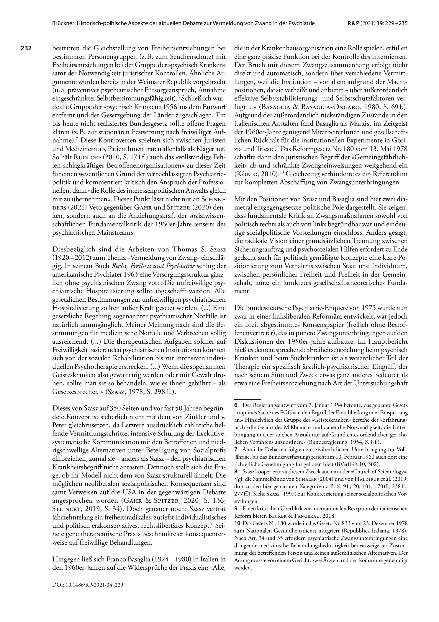 Vorschauseite 4: Historisch-politische Aspekte der aktuellen Debatte zur Vermeidung von Zwang in der Psychiatrie