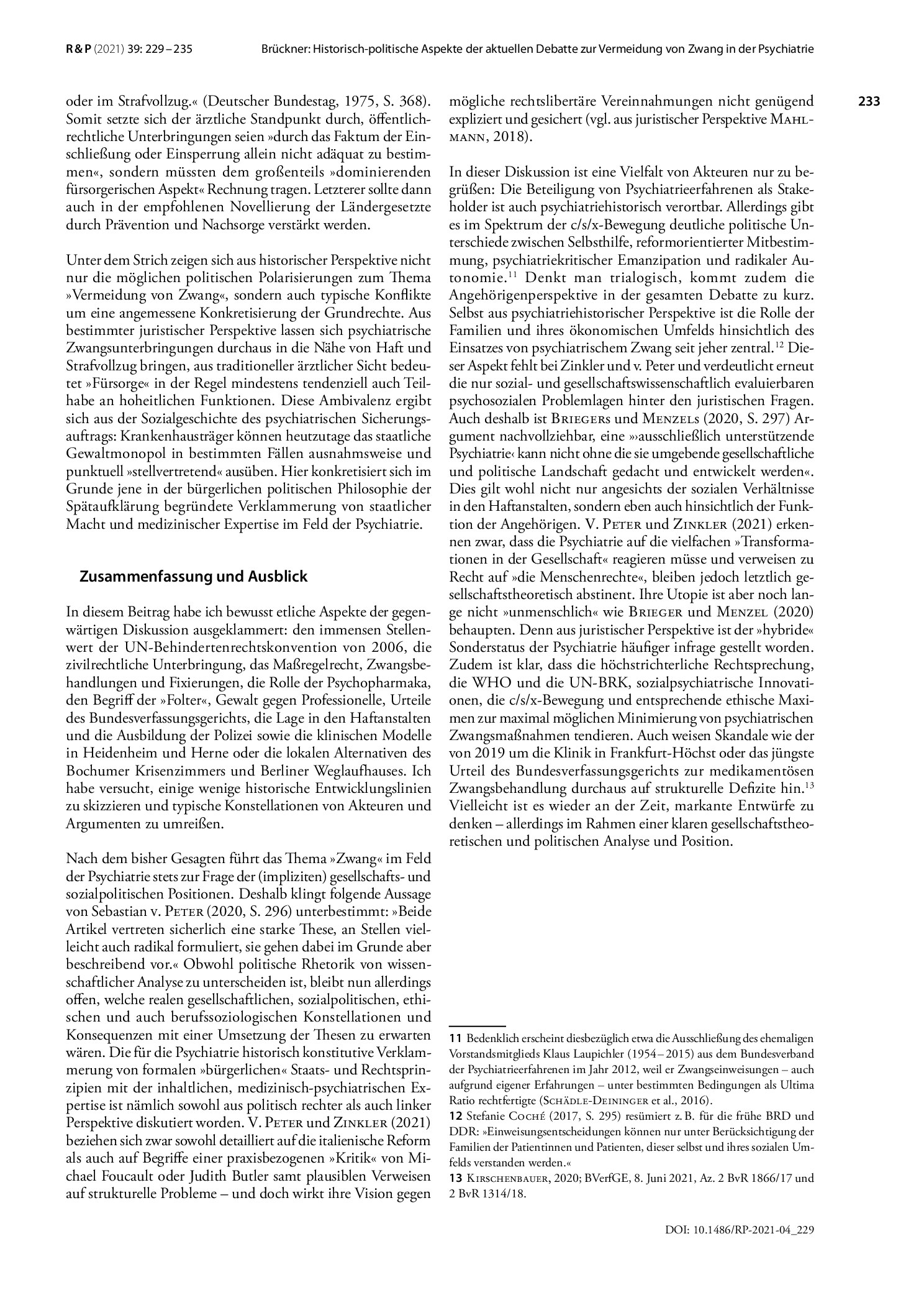 Vorschauseite 5: Historisch-politische Aspekte der aktuellen Debatte zur Vermeidung von Zwang in der Psychiatrie