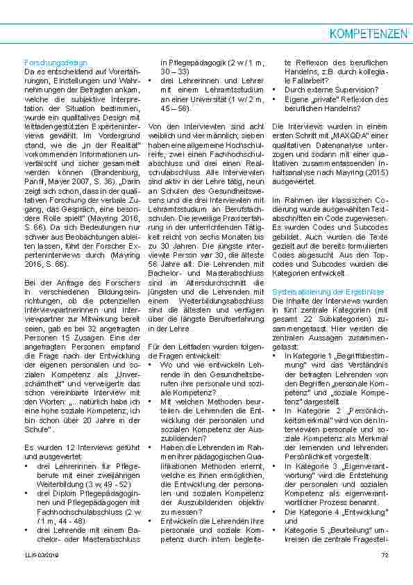 Vorschauseite 2: Personale und soziale Kompetenzen von Lehrenden in Pflegeberufen. Ergebnisse aus Interviews mit Lehrenden.