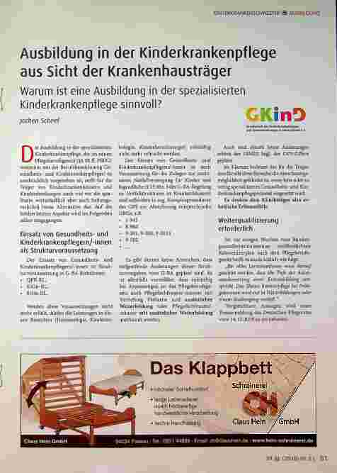 Vorschauseite 1: Ausbildung in der Kinderkrankenpflege aus Sicht der Krankenhausträger