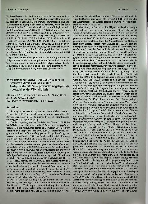 Vorschauseite 1: Medizinischer Dienst - Amtsenthebung eines Geschäftsführers aufgrund groben Amtspflichtverstoßes - personelle Angelegenheit - Ausschluss der Öffentlichkeit