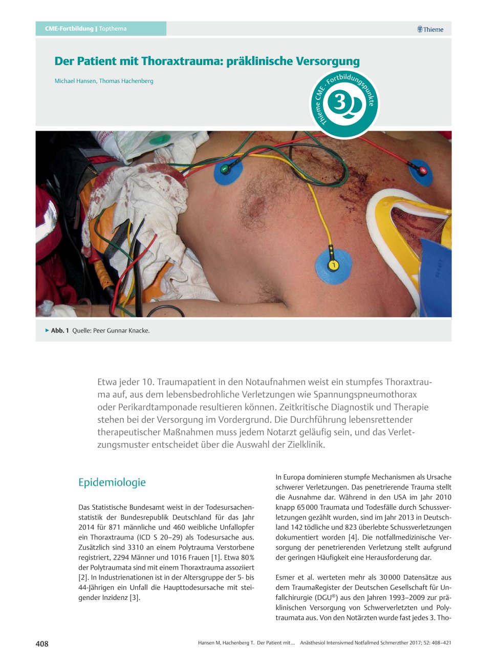 Vorschauseite 1: Der Patient mit Thoraxtrauma: präklinische Versorgung