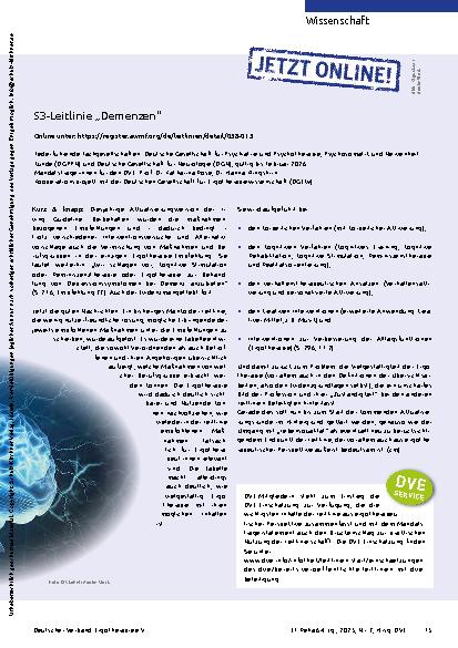 Vorschauseite 2: S2k-Leitlinie „Diagnose und Therapie der Multiplen Sklerose, Neuromyelitis Optica Spektrum und MOG-IgG-assoziierte Erkrankungen“