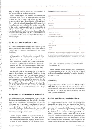 Vorschauseite 6: Kommunikationsverhalten von Mitarbeitenden auf Intensivstationen als Einflussgröße auf die Geräuschkulisse: Eine qualitative Studie