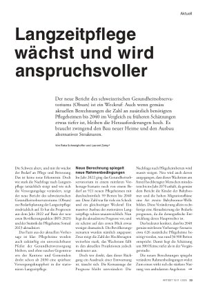 Vorschauseite 1: Langzeitpflege wächst und wird anspruchsvoller