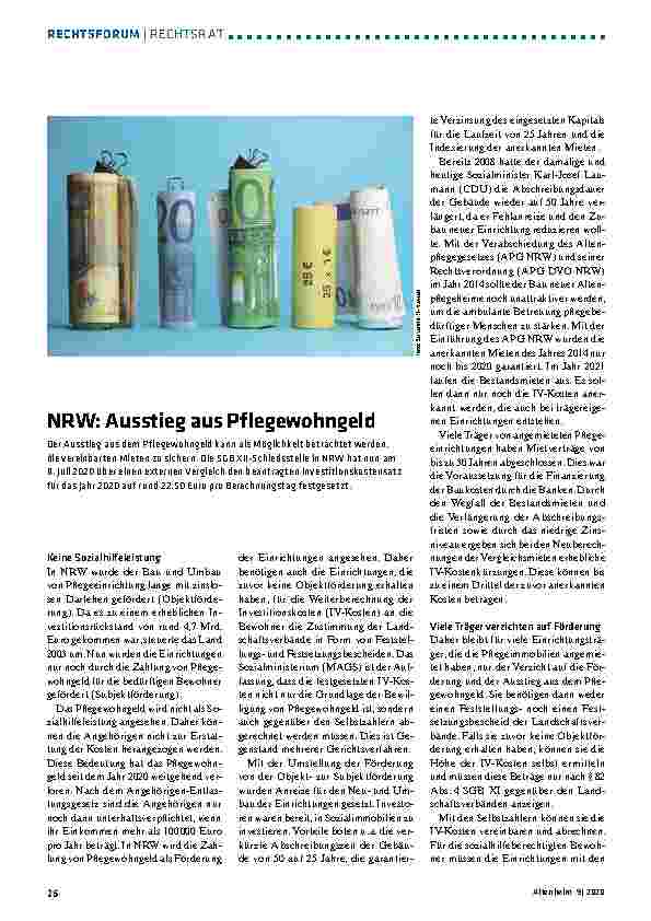 Vorschauseite 1: NRW: Ausstieg aus Pflegewohngeld