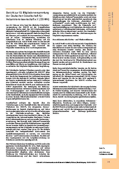 Vorschauseite 1: Bericht zur 19. Mitgliederversammlung der Deutschen Gesellschaft für Hebammenwissenschaft e. V. (DGHWi)