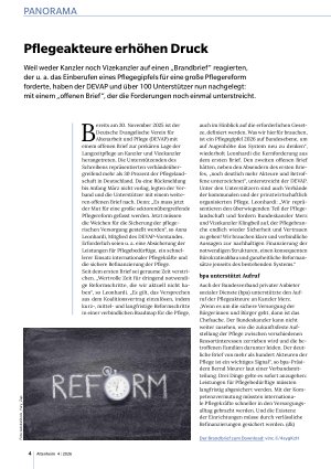 Vorschauseite 1: Pflegeakteure erhöhen Druck