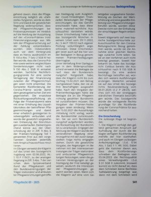 Vorschauseite 3: Zu den Voraussetzungen der Rückforderung einer an eine Pflegeeinrichtung (voraus-)gezahlten Corona-Prämie