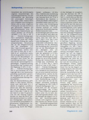 Vorschauseite 6: Zu den Voraussetzungen der Rückforderung einer an eine Pflegeeinrichtung (voraus-)gezahlten Corona-Prämie
