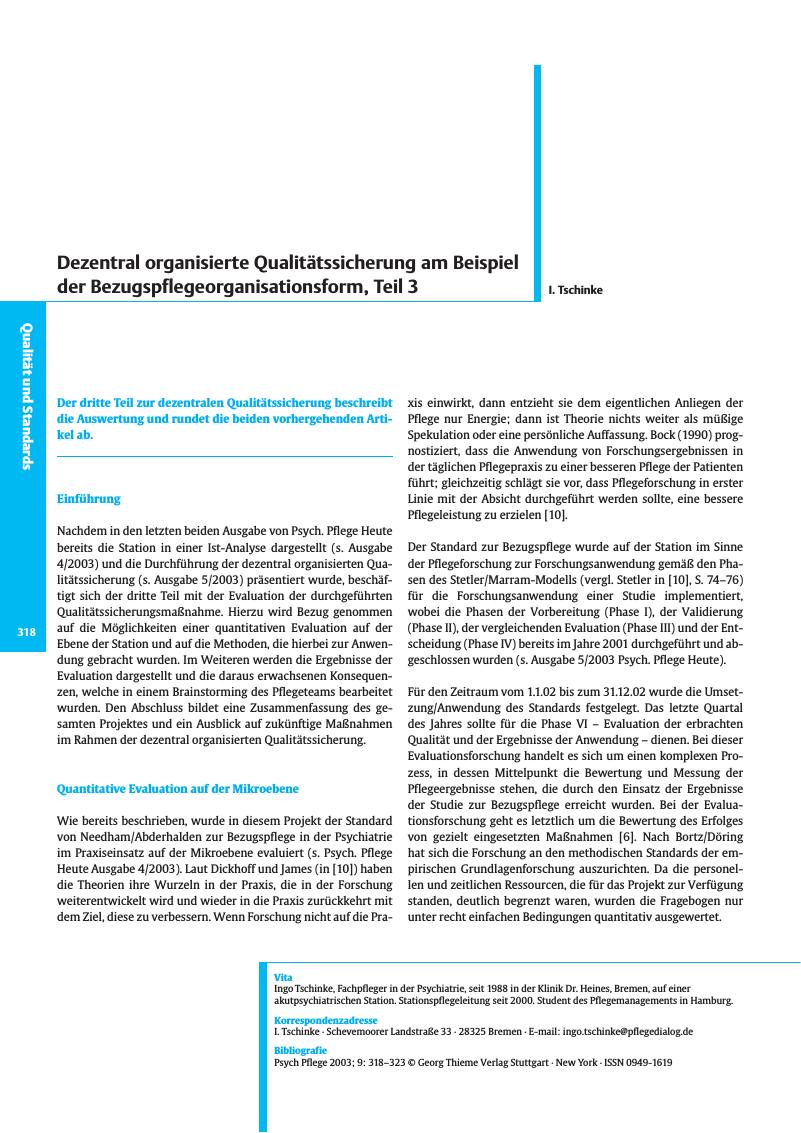 Vorschauseite 1: Dezentral organisierte Qualitätssicherung am Beispiel der Bezugspflegeorganisationsform, Teil 3