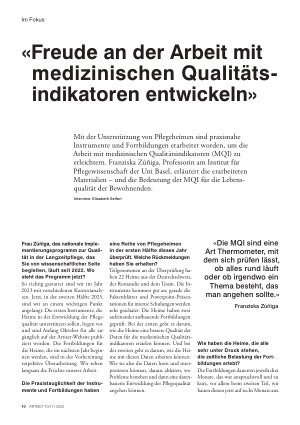 Vorschauseite 1: «Freude an der Arbeit mit medizinischen Qualitätsindikatoren entwickeln»