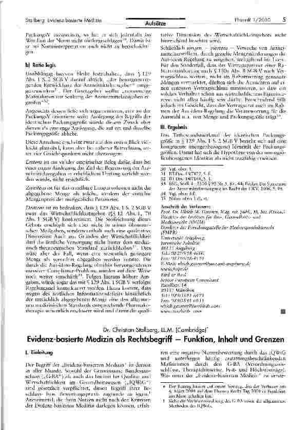 Vorschauseite 1: Evidenz-basierte Medizin als Rechtsbegriff — Funktion, Inhalt und Grenzen