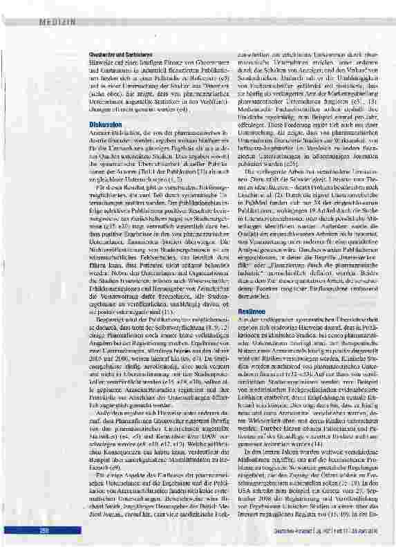 Vorschauseite 4: Finanzierung von Arzneimittelstudien durch pharmazeutische Unternehmen und die Folgen Teil 2: Qualitative systematische Literaturübersicht zum Einfluss auf Autorschaft, Zugang zu…