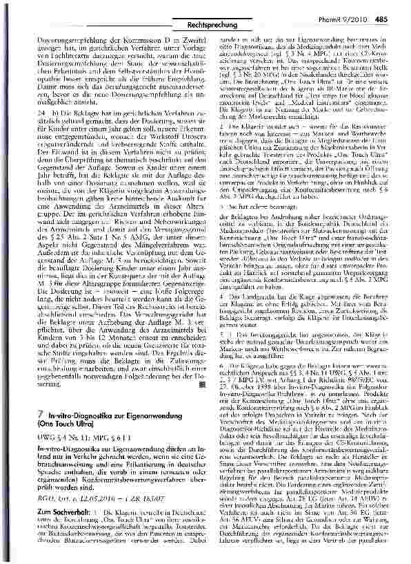 Vorschauseite 1: In-vitro-Diagnostika zur Eigenanwendung (One Touch Ultra)