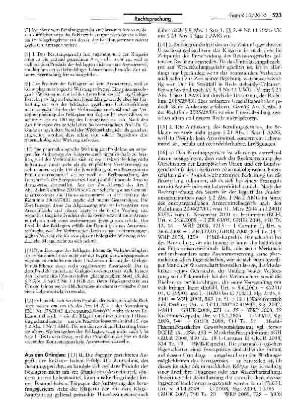Vorschauseite 2: Abgrenzung Arzneimittel/Lebensmittel (Ginkgo biloba-Getränk)