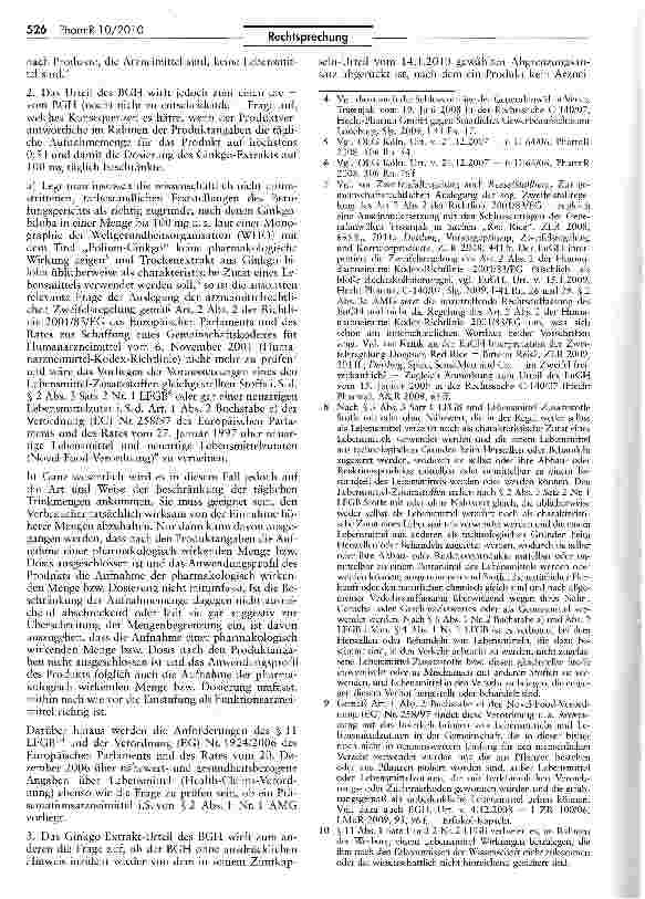 Vorschauseite 5: Abgrenzung Arzneimittel/Lebensmittel (Ginkgo biloba-Getränk)